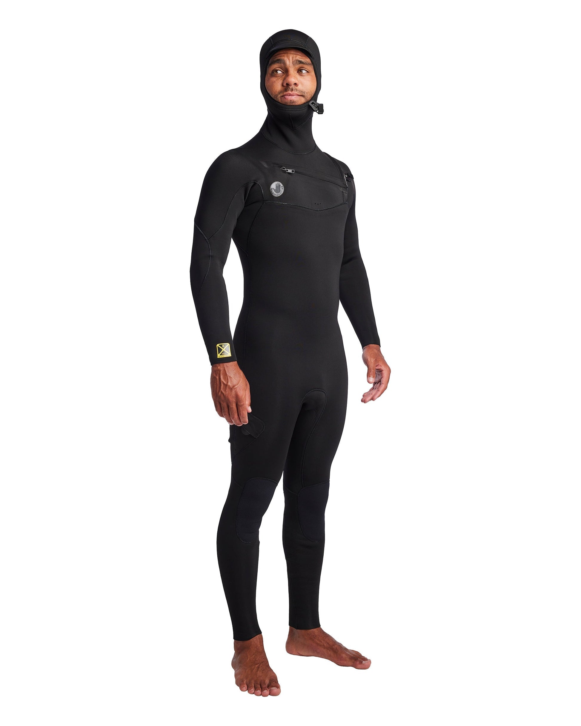 Men's Gold Cell Hooded Chest Zip 4/3mm Fullsuit - Black