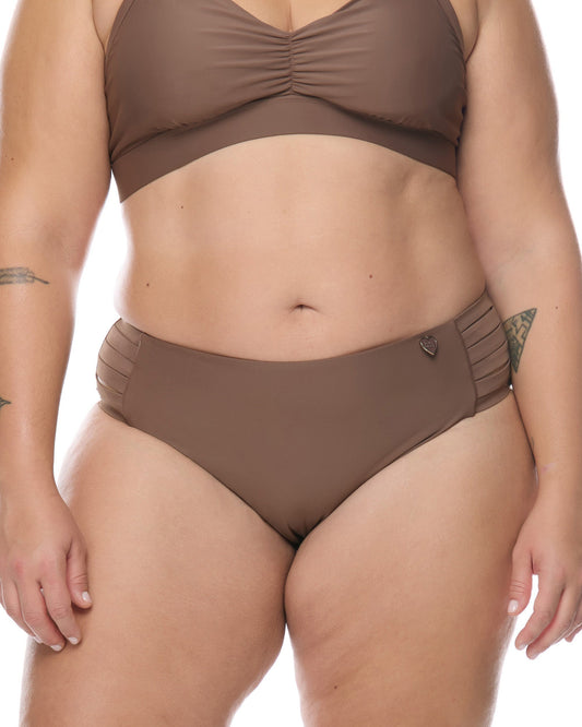 Smoothies Retro Plus Size Swim Bottom - Latte