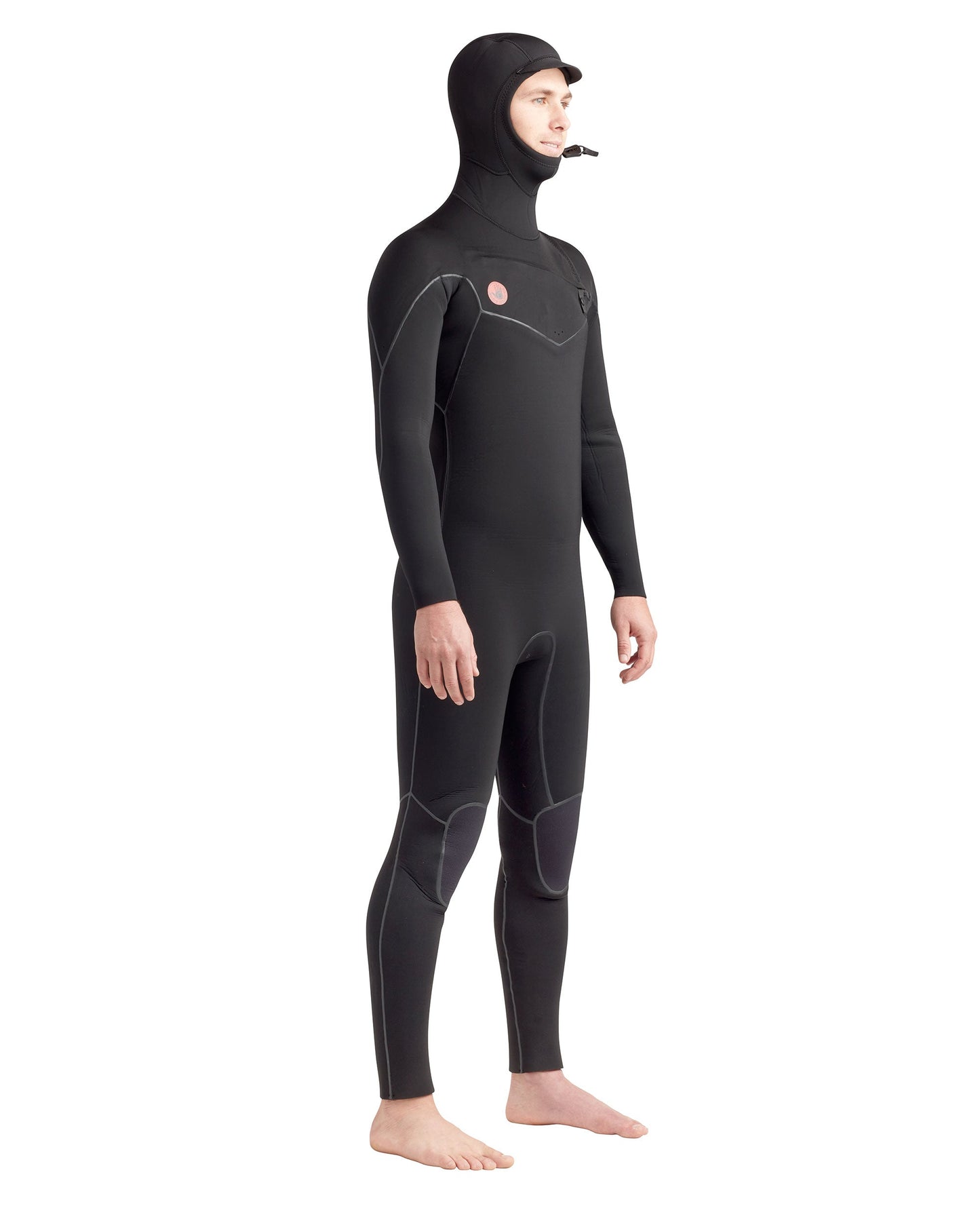 Red Cell 4/3mm Men's Chest-Zip Hooded Fullsuit - Black