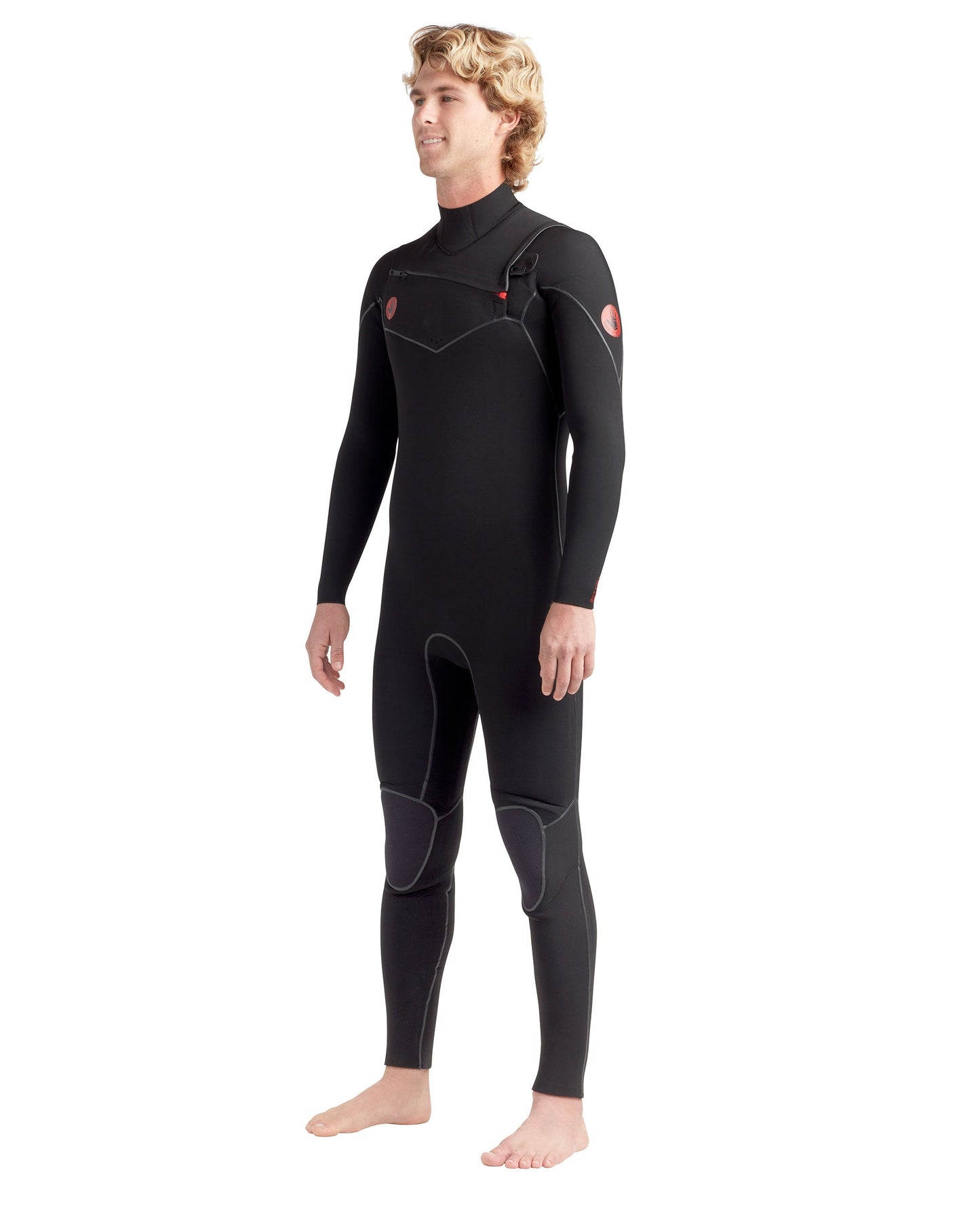 Red Cell 4/3mm Men's Chest-Zip Fullsuit - Black